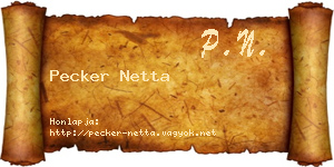 Pecker Netta névjegykártya